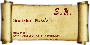 Sneider Makár névjegykártya